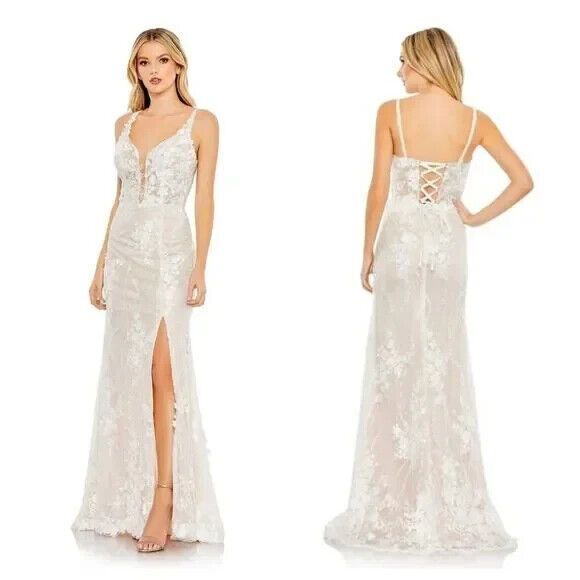 NWT Mac Duggal 11331 GLITTER FLORAL APPLIQUE SLEEVELESS MERMAID GOWN $898 - Picture 2 of 12